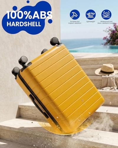 Shavont Large Suitcase 28 Inch Hard Shell Luggage ABS Travel Case (Yellow) — view 4