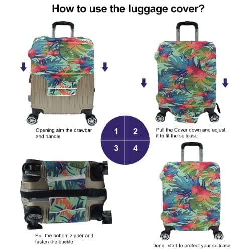 GOXUNYUAN Travel Luggage Cover, Suitcase Protector Bag Fits 29-30 Inch Luggage Colorfulmaple — view 3