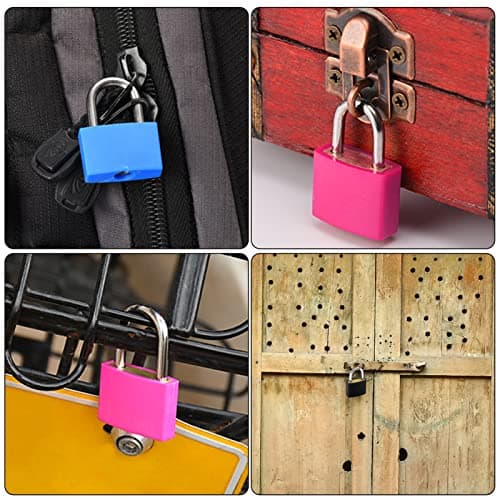 2PCS Suitcase Locks with Keys, 23mm Coloured Luggage Locks Suitcase Padlocks Mini Keyed Padlocks Travel Lock Small Padlocks for Suitcases Luggage Gym Locker Bag Rucksack School (Rose Red & Blue) — view 6