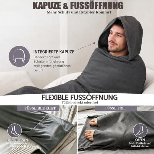 FANGCCC Sleep Pod, 360 Wrap Compression Sleep Sack with Hood and Foot Opening, Soft Breathable Wearable Sleeping Bag, Stretch Sleeping Pod, Wearable Blanket, Sensory Compression Blanket (M) — view 3
