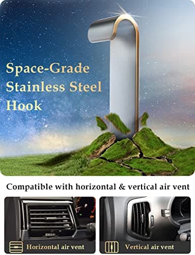 Phone Holder for Car Vent: [Never Blocking] Air Vent Cell Phones Mount, Quick Release Car Phone Mount with Stable Hook Clip, 360° Rotation Automobile Phone Cradle for iPhone Samsung Huawei-Acrylic — view 6