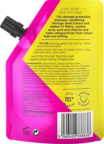 Charles Worthington Sunshine Protect Shampoo Takeaway, Travel Size, Moringa Seed Oil and UV filters, Salon Shampoo for Women for Sun Protection, 75ml — view 4