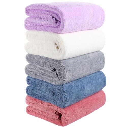 Gatuida 5 Piece Solid Color Lace Bath Towel Set Microfiber Polyester