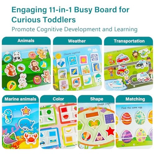 Dubydu Montessori Busy Book for Toddlers 1 2 3 4 5 Years, Quiet Book Learning Toys with Animals Colours Shapes Fruits Matching Activities, Travel Activity Book for Kids Preschool Educational Toys — view 2