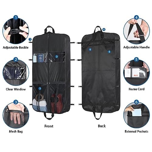 Univivi Suit Bags for Men, Suit Carrier for Travel, 48in Garment Bag, Black — view 4