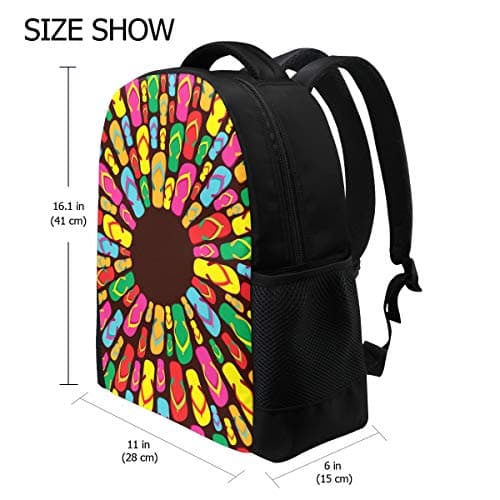 MONTOJ Summer Colorful Flip Flops Polyester Travel Backpack Laptop Backpack — view 4