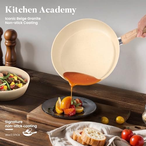 Kitchen Academy Induction Hob Pots and Pans Set Non Stick, Beige — view 2