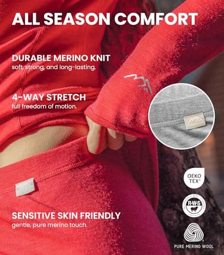 Women's Leggings 100% Merino Wool Base Layer Thermal Pants with Socks (XX-Large, 165 Black) — view 4