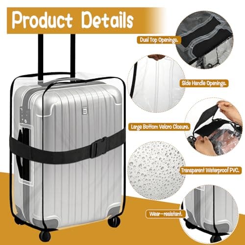 Pack of 3 Suitcase Cover, Clear Plastic PVC Suitcase Cover Protectors with 3 Black Adjustable Buckles, Reusable Waterproof Luggage Protector Sleeve for Travel Business Trip (20+24+28 Inch) — view 4