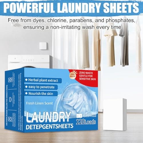 120PCS Laundry Detergent Sheets, 120 Loads, Laundry Detergent Non Bio for Sensitive Skin, Eco-friendly Non-Toxic Antibacterial Laundry Sheets, Ultra Concentrated for Machine & Hand Washing — view 6