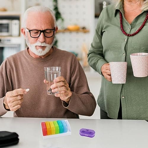 Little Daily Pill Box Case AM PM for 7 Day, Small Pocket Purse Pills Holder, Cute Drug Organiser Container 2 Times a Day — view 4