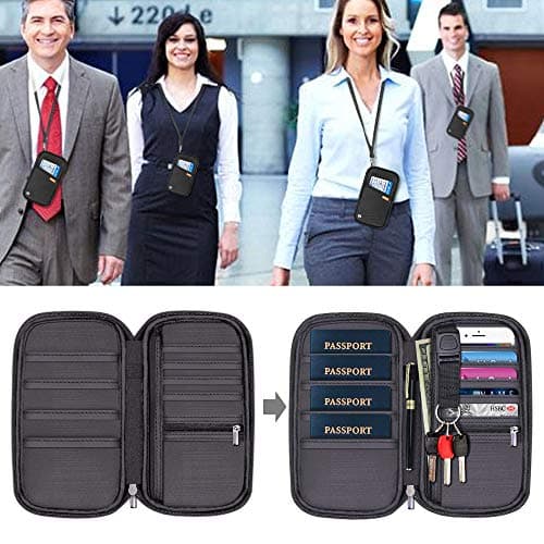 homchen RFID Blocking Travel Passport Wallet Holder, Document Organiser Case Credit Card Holders for Men and Women (Large Black-RFID) — view 2