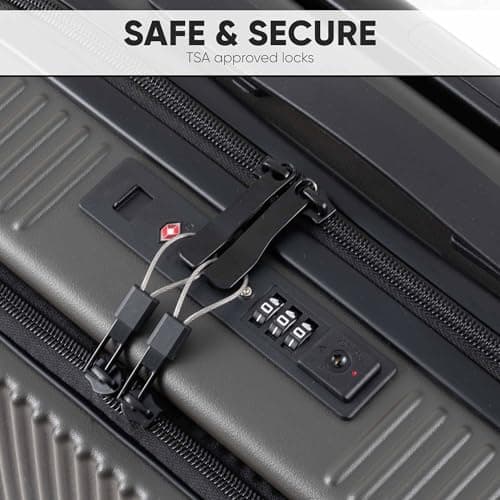 Dellonda 20" Cabin Size Luggage with 2 x Laptop Compartments, Dual TSA Lock, USB Functionality, 4 x 360° Wheels for Business Travel - DL157 — view 4