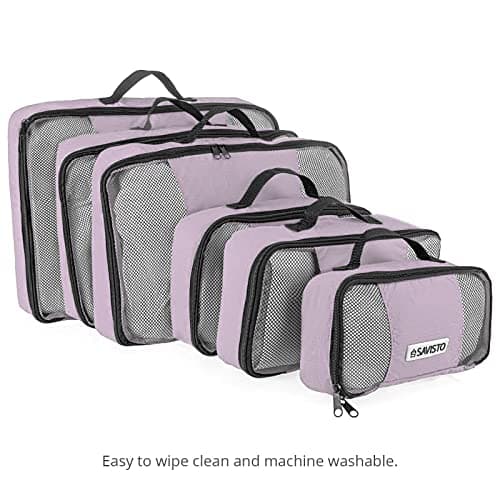 Savisto Packing Cubes - Small, Medium, Large, XL (6-Piece Set) - 7 Colours (1x XL / 2x L / 2x M / 1x S, Pastel Lavender) — view 5