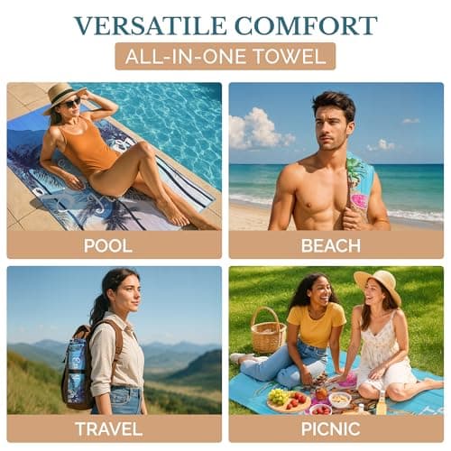 Casa Platino Extra Large Beach Towels 6-Pack – 71"x32" Sand-Free, Quick-Dry & Lightweight – Soft, Double-Sided Pool, Swim & Travel Towels for Adults, Kids, Camping & Beach Essentials – Lorne — view 4