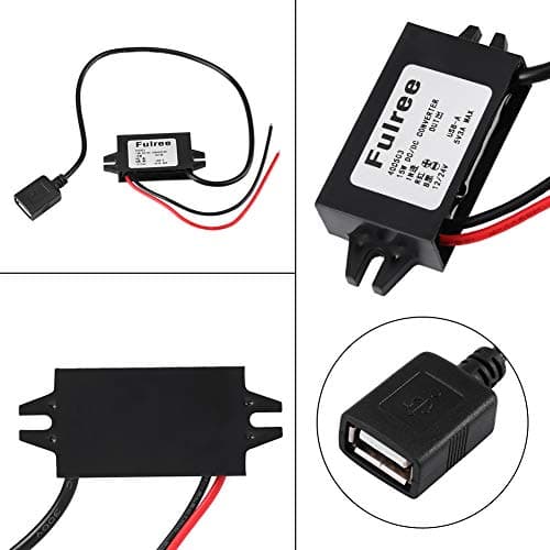 DC-DC Converter, 12V/24V to USB 5V 3A Buck Adapter DC-DC Step Down Adapter Regulator Buck Voltage Module with Cable Wires Output Power Adapter — view 2