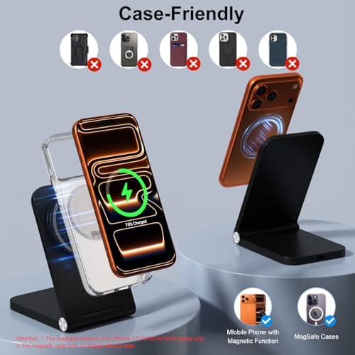 Wireless Charger, Magnetic Foldable Travel Fast Charging Station Stand for iPhone 16 15 14 13 12 Series, iPhone Wireless Mag-Safe Charger Dock for AirPods 3/2/Pro 2/Pro — view 3