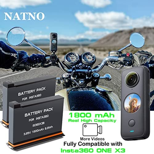1800mAh Replacement Battery and 3 Channel USB Fast Charger for Insta 360 X3 — view 2