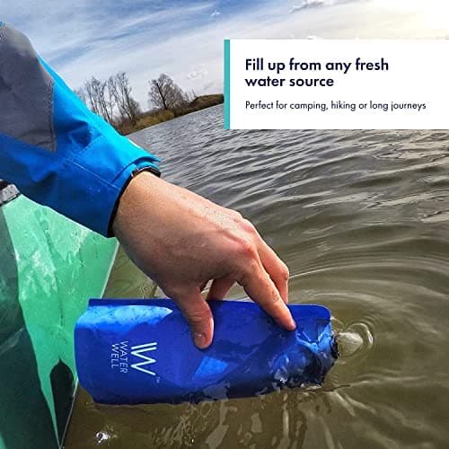 WaterWell™ Foldable Squeeze Travel Filter Water Bottle 500ml - Purifies Water by Eliminating 99.9% of Waterborne Bacteria & Parasites. 1000 Litres of Fresh Water for Travel, Camping & Sports — view 2