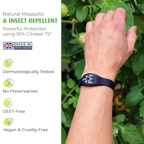 THEYE Mosquito Repellent Bracelet - Anti Mosquito Bracelet for Adults - 100% Natural, Deet Free Mosquito Repellent Bands - Provides Up to 2 Weeks Protection - Large Black Wristband — view 2
