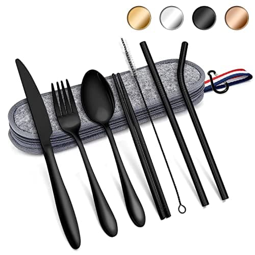 Herogo Portable Travel Cutlery Set with Case, 8Pcs for Camping Picnic Lunch