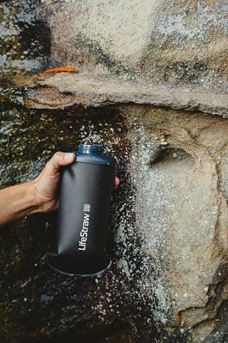 LifeStraw Peak Series - Collapsible Squeeze Bottle Water Filter System – 650ml for Trail Running, Through Hiking, Travel, Cycling, and Fishing, Dark Mountain Gray — view 4