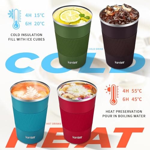 Travel Mugs,KETIEE 380ml Insulated Coffee Cup with Leakproof Lid,Reusable Double Walled Coffee Mug,Stainless Steel Thermal Cup for Hot Cold Drinks,Blue — view 5