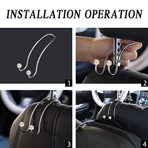 SAVORI Auto Hooks, Bling Car Hangers Organizer Seat Headrest Hooks Strong and Durable Backseat Hanger Storage Universal for SUV Truck Vehicle 2 Pack (White) — view 5