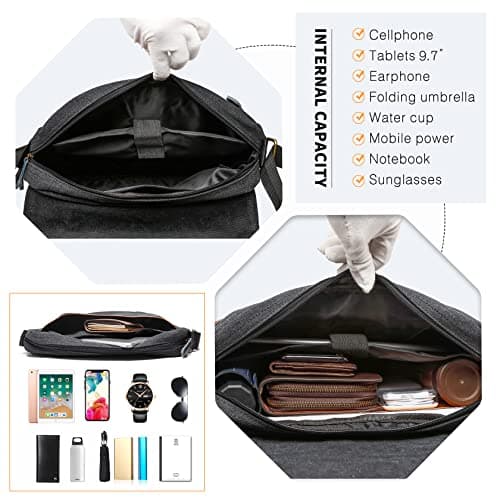 Kono Messenger Bags for Men, Medium Man Bag with Multiple Pockets — view 4