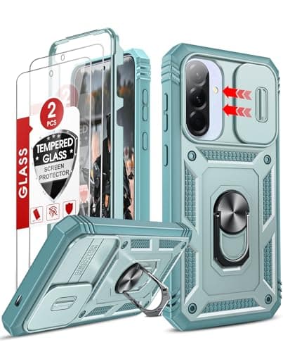 LeYi for Samsung Galaxy A57 5G Phone Case with Camera Cover Slider, Green