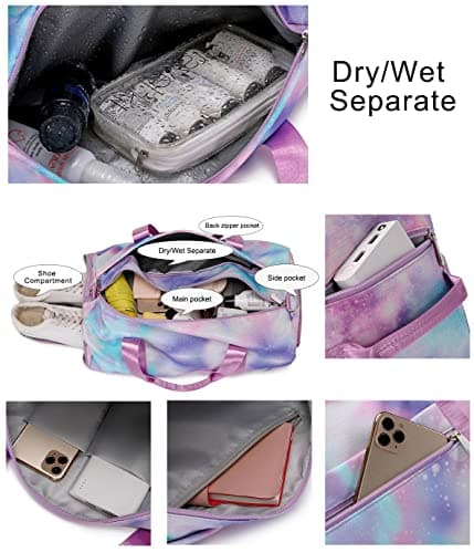SellerFun Teens Women Travel Bag Girls Gym Duffle Bag Sports Ballet Bag with Shoe Compartment(Color B,23 Liters) — view 4