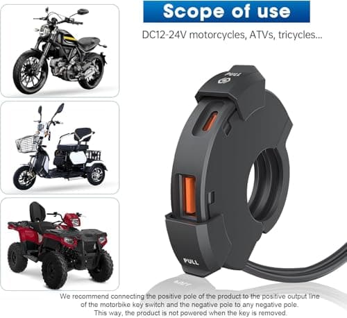 Thlevel USB Socket Motorcycle USB Charger Socket 12V USB C Motorbike 48W — view 6