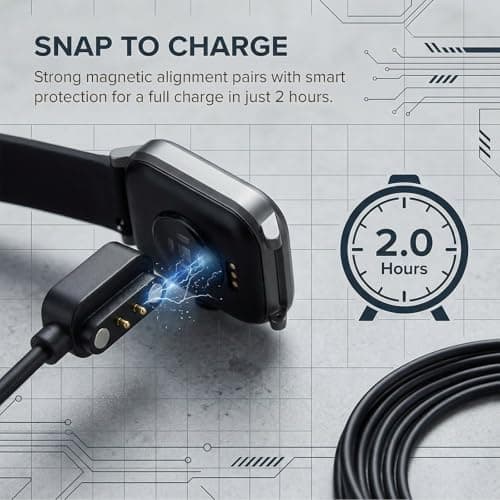 TwinkleHom Gloryfit Smart Watch Charger Magnetic USB Charging Cable for GloryFit T80 T70 T60 T50 P99 P98 Smart Watch (Black/60cm) — view 4