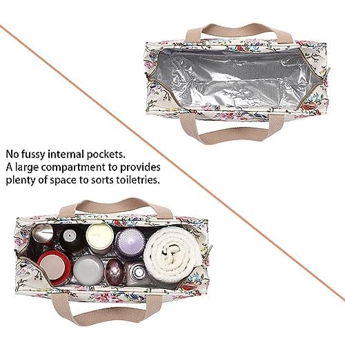 IGNPION Woman Large Travel Toiletry Bag Waterproof Wash Bag Make up Organizer Bag Cosmetic Bag Swimming Gym Bag (Beige,Bird) — view 4