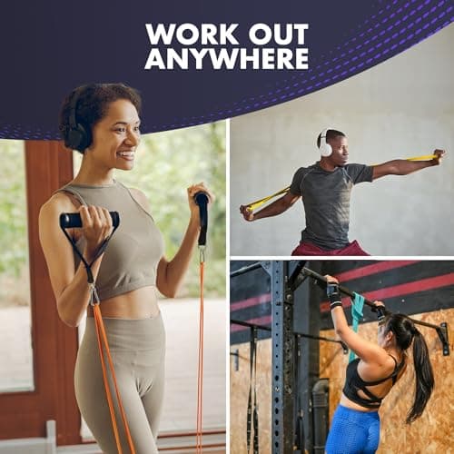 Kayman Long Resistance Bands Set - 5 Pack (5-125lbs) with Door Anchor & Carry Bag – Ideal for Pull-Ups, Yoga, Calisthenics, Strength Training, Stretching,Home Workouts, and Full-Body Fitness Exercises — view 6