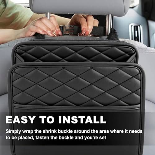 Car Back Seat Organizer,Pu Leather Seat Storage Bag,Hanging Car Tidy(Black) — view 5