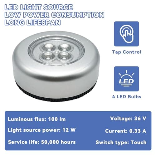 6 Pack Wireless Stick On Push Lights, Battery Powered Touch Lamp with 4 LED — view 2