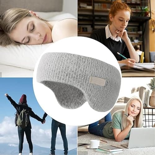 Adjustable Sleeping Earmuff Headband, Noise Cancelling Headband for Sleeping, Eye Mask Sleeping, Perfect for Sleeping and Relax Travel Use (Khaki) — view 3