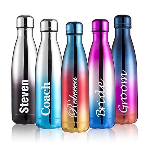 Personalised Insulated Water Bottle Vacuum Flask | Stainless Steel | 12 Hours Hot & 24 Hours Cold | Gifts of Fathers Day Christmas | 500ML / 17oz | Bottles for Hiking Outdoor (Pink-Silver-Blue) — view 2