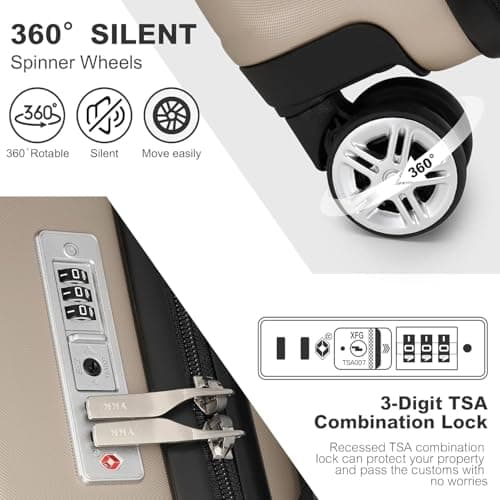 Kono Medium Suitcase Expandable ABS+PC Hard Shell Travel Check in Luggage — view 3