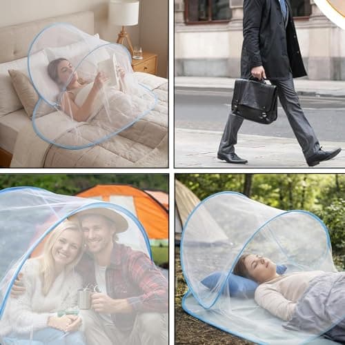 1 PCS Pop Up Mosquito Net For Bed, Dimensions 80x80x56cm Foldable Travel Mosquito Nets, No Installation Needed Bed Net for Camping Trips and Dormitory Sleeping (Blue) — view 4