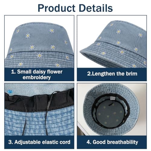 WSXQAZ Bucket Hats Women, Large Quick Dry Bucket Hats, Sun Hats Foldable Fisherman Hat, Oversized Sun Protection Lightweight Summer Outdoor, Big UV Fishing Hates, Packable Summer Beach Mens Womens — view 4