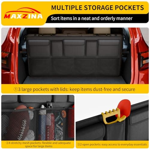 Maxzina Car Trunk Organizer Compatible with 2023-2025 Pilot Backseat Hanging Organizer Collapsible Oxford Cloth Car Storage Bag with 9 Pockets for 2024 Pilot Accessories — view 3