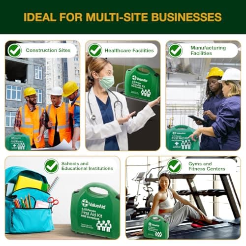 Value Aid HSE Compliant First Aid Kit for Workplace, Home & Car - CE Marked Contents, Double-Clasp Case with Handle - Complete Set for 1-10 People Includes Plasters, Bandages & Medical Supplies — view 5