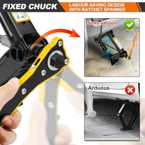 2 Ton Heavy Duty Labor-saving Scissor Jack (110-390mm) & Telescoping Car Wheel Wrench with 4-Size Sockets (17/19/21/23mm) - Complete Car Tire Change Kit for Roadside Emergency — view 5