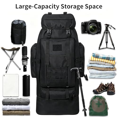Ogetok 100L Hiking Backpack Camping Rucksack, 100 liters Large Capacity Outdoor Knapsack Travel Climbing Mountaineering Carry On Backpack Bag, Trekking Backpacking for Men Women, Black — view 6