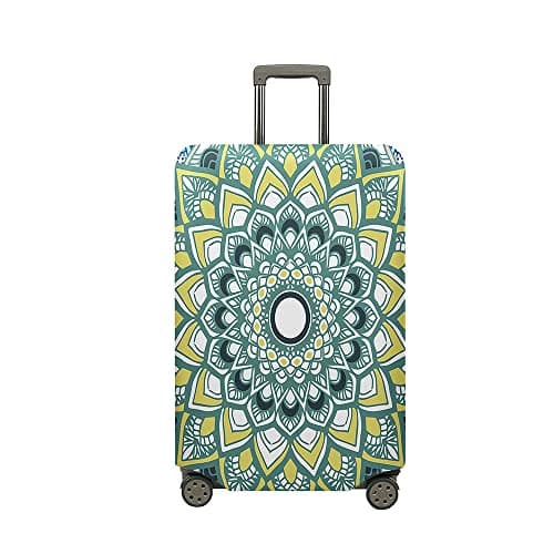 Fasbuy Travel Suitcase Cover, Washable Elastic Suitcase Covers Protectors 3D Mandala Anti-Scratch Luggage Protector for 18-32in Small Medium Large Luggage (Olive yellow,S)