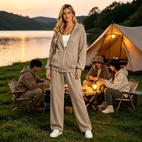 Track Suits for Women Set Cotton xxl xl 3xl xs Yellow Pink Full Zip Hoodie Tracksuit 2 Piece Outfit Long Sleeve Hooded Sweatshirt Jogger Pants Athletic Loungewear Set Birthday Gifts for Tennis Walking — view 6