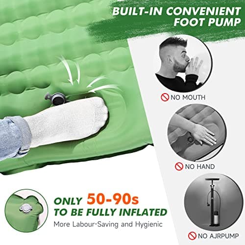 HiiPeak Sleeping Pad - Ultralight Inflatable Sleeping Mat with Built-in Foot Pump, Compact Waterproof Camping Air Mattress for Camping, Backpacking, Hiking, Tent Trap Traveling (Green) — view 5