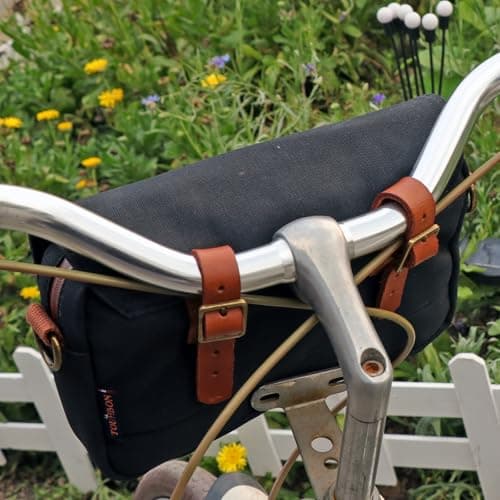 TOURBN Waterproof Canvas Bike Panniers Bicycle Pouch Handlebar Bag Black — view 5